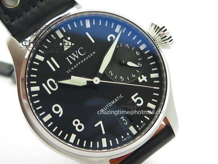 MIROTIME 0218 GoodFit Big Pilot Real PR IW500912 ZF Best Edition Black Dial On Black Leather Strap A 7287